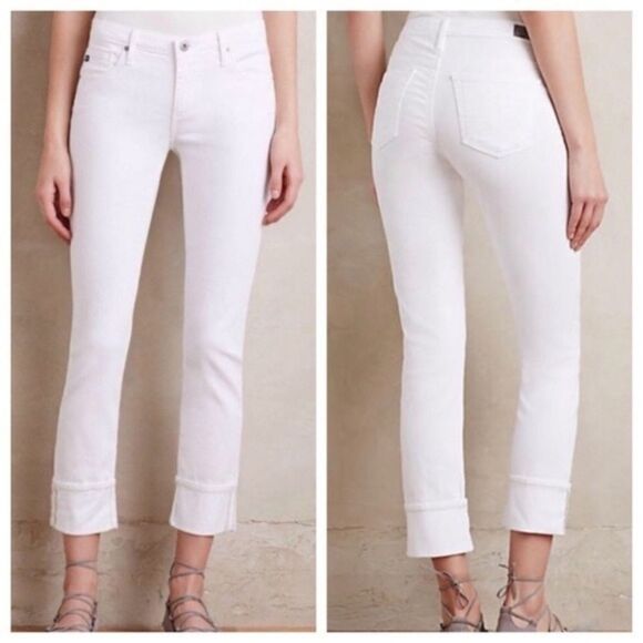 AG ‘The Stevie Cuff’ Slim Straight Cuffed Pant - White - Picture 1 of 8